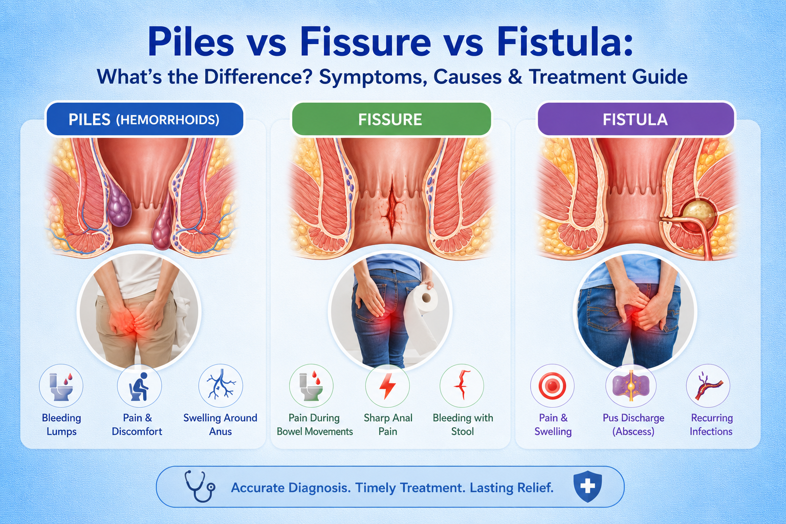 Piles vs Fissure vs Fistula