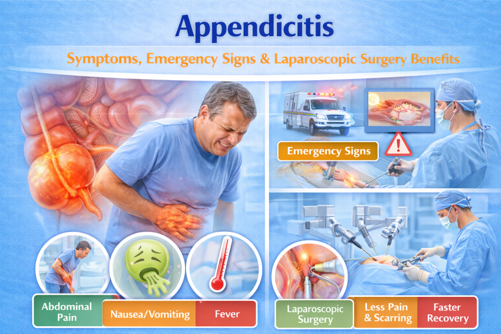 Appendicitis: Symptoms, Emergency Signs & Laparoscopic Surgery Benefits