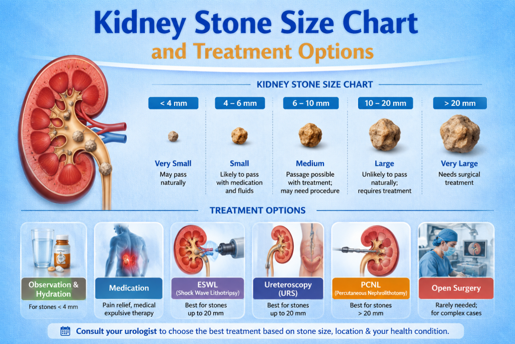 Kidney Stone Size Chart and Treatment Options