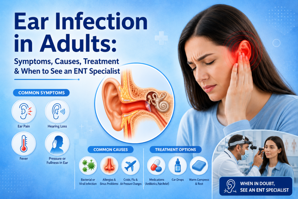 Ear Infection in Adults: Symptoms, Causes, Treatment & When to See an ENT Specialist